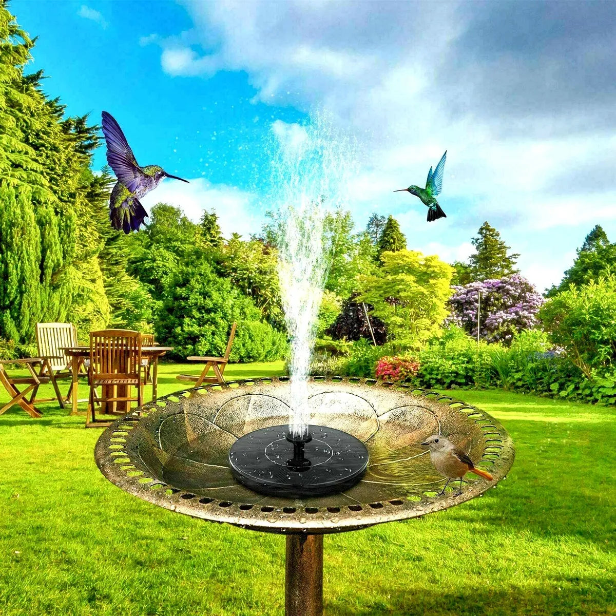 Solar-Powered Garden Oasis Water Fountain For Birds